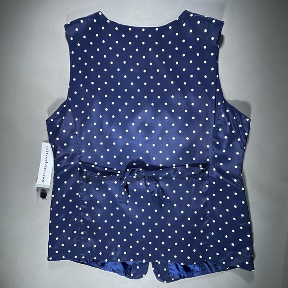 NWT Alfred Dunner Vest Navy with White Polkadots Size 14 - Picture 2 of 11